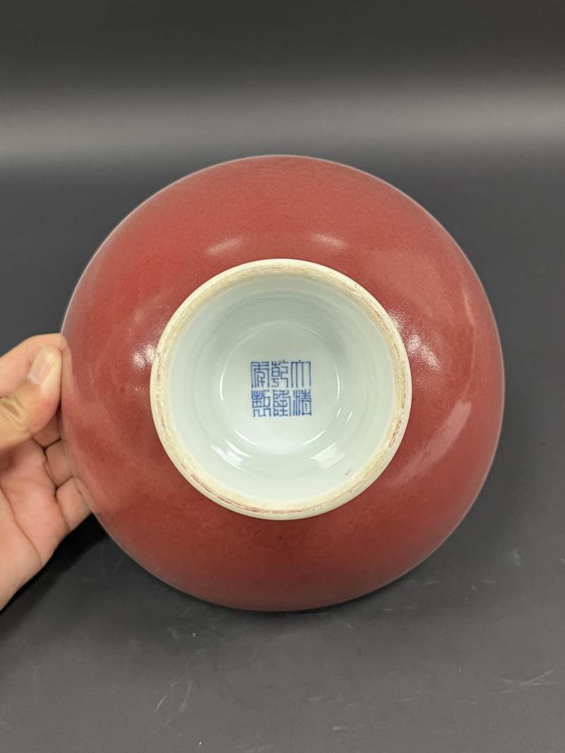 清乾隆 红釉高足碗 - 图6