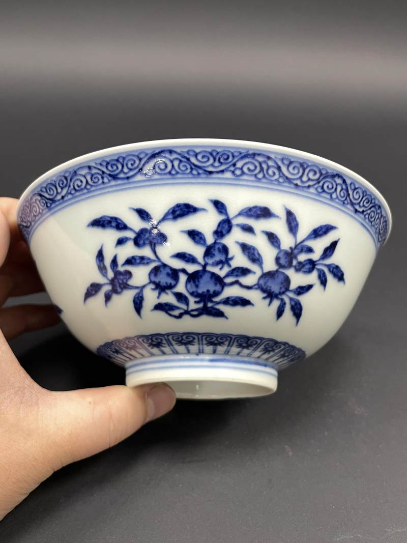 清光绪 青花三多纹碗 - 图3