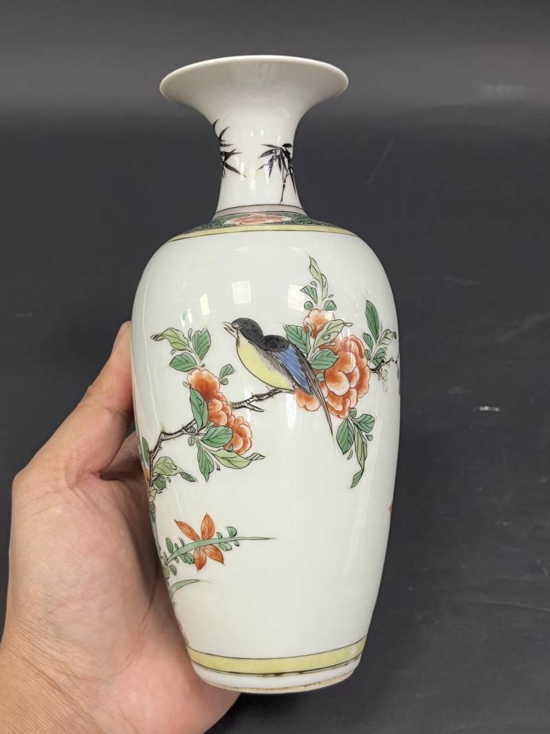 清康熙 五彩花鸟纹莱菔瓶 - 图4