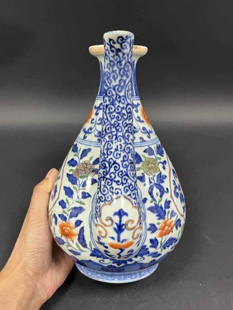 清中期 青花加彩折枝花果纹执壶 - 图3