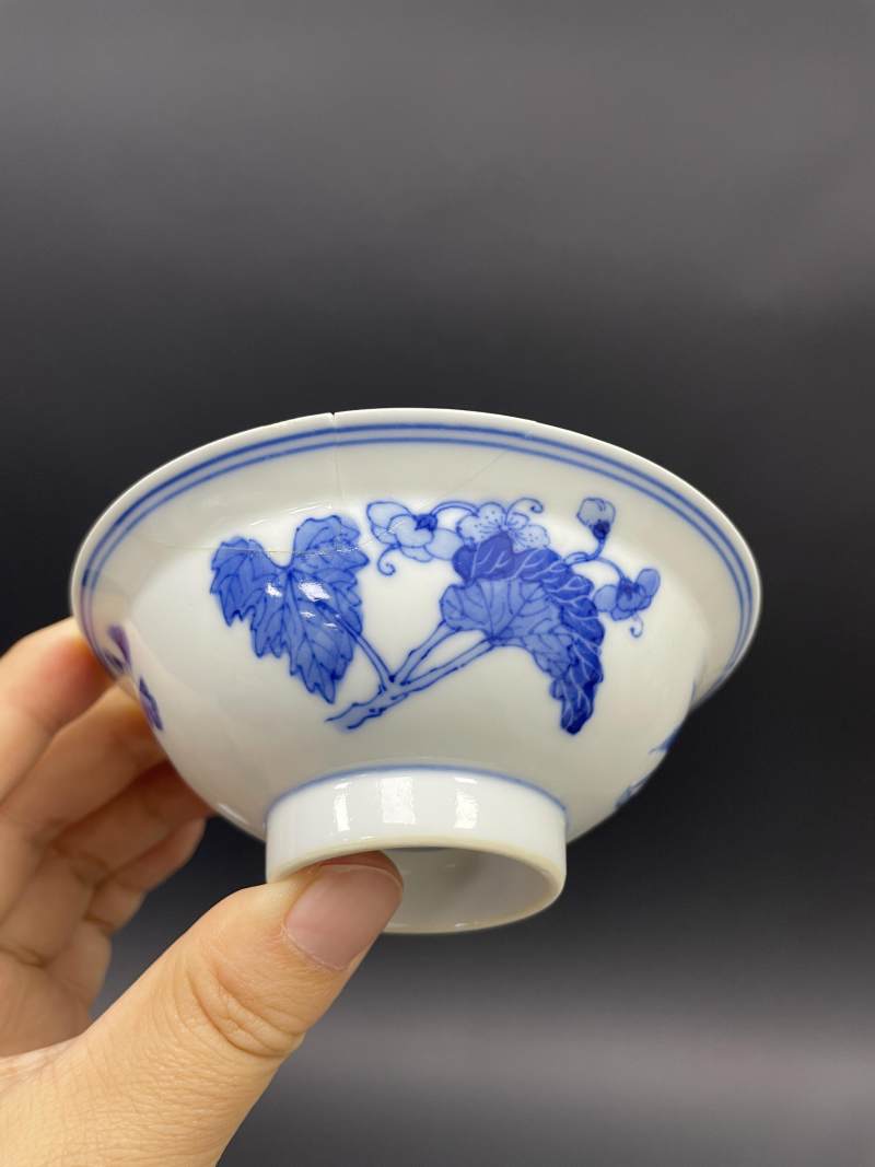 清晚期 青花折枝花卉纹碗盘八只 - 图43