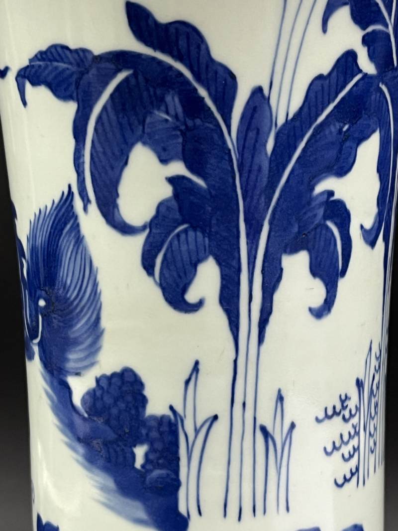 清顺治 青花麒麟芭蕉纹花觚 - 图10
