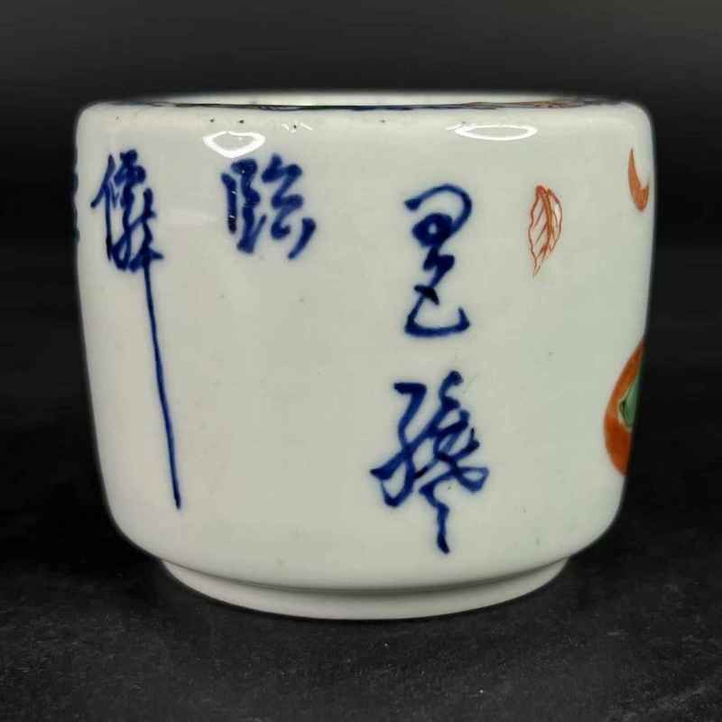 清早期 青花五彩人物诗文炉 - 图16