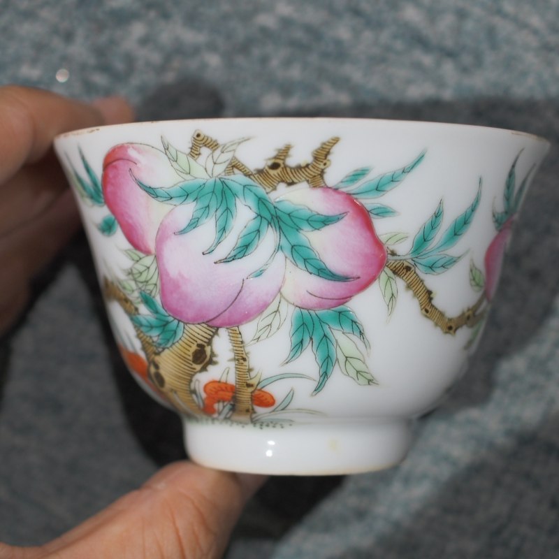 清光绪 粉彩桃纹茶园 - 图9