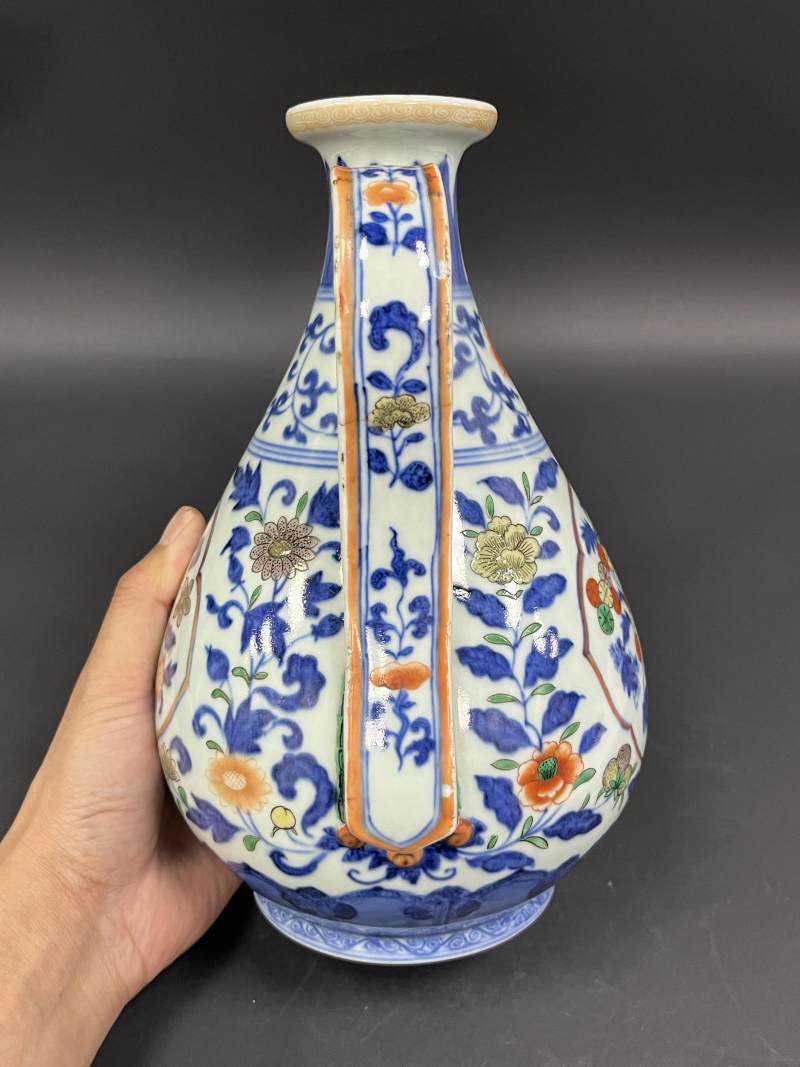 清中期 青花加彩折枝花果纹执壶 - 图5