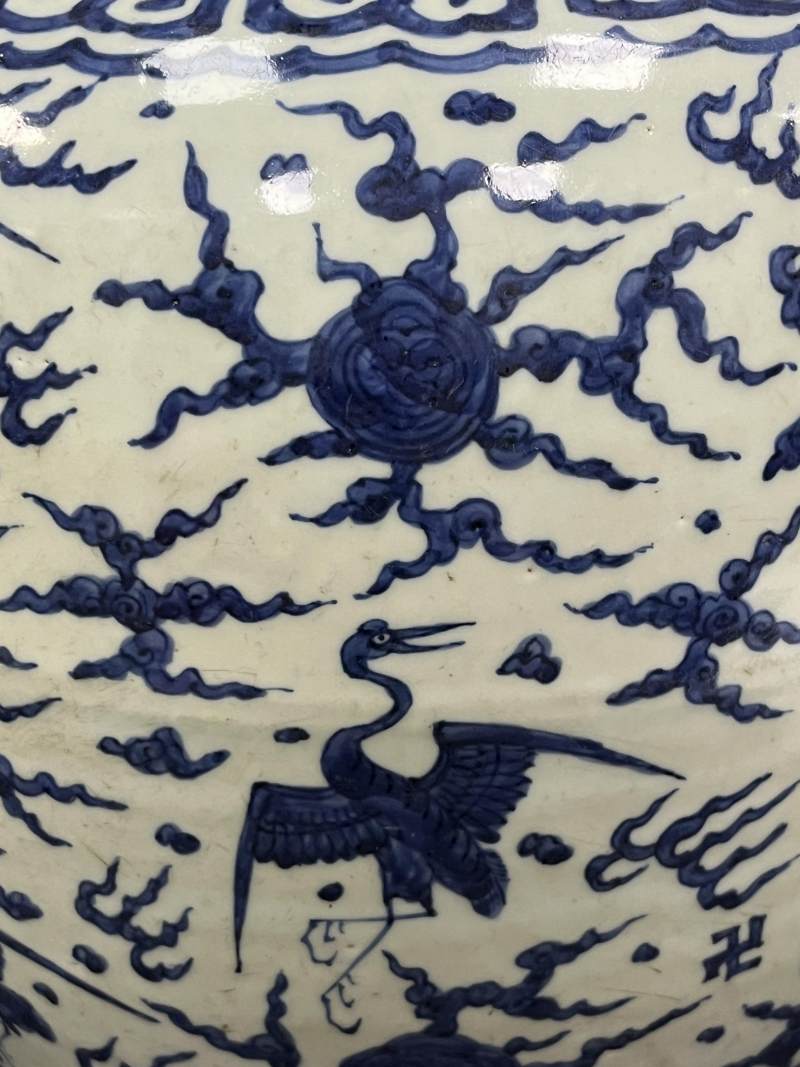 明晚期 青花云鹤纹大罐 - 图9