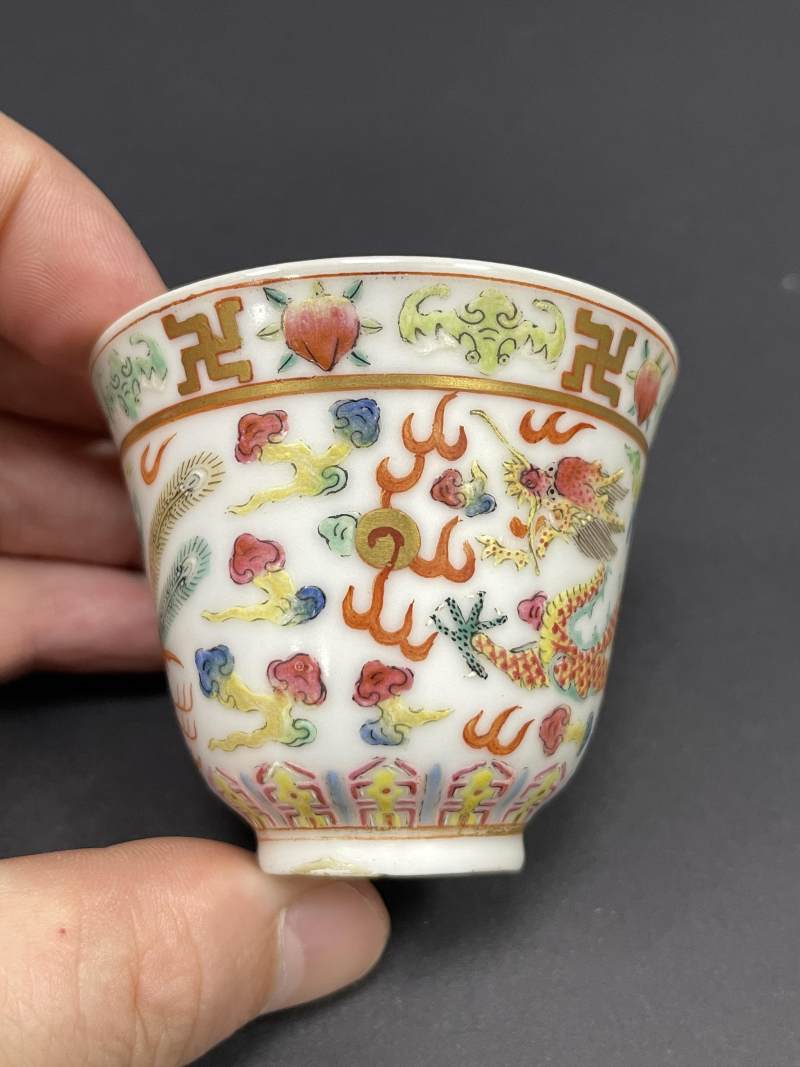 清光绪 粉彩云龙纹杯 - 图7