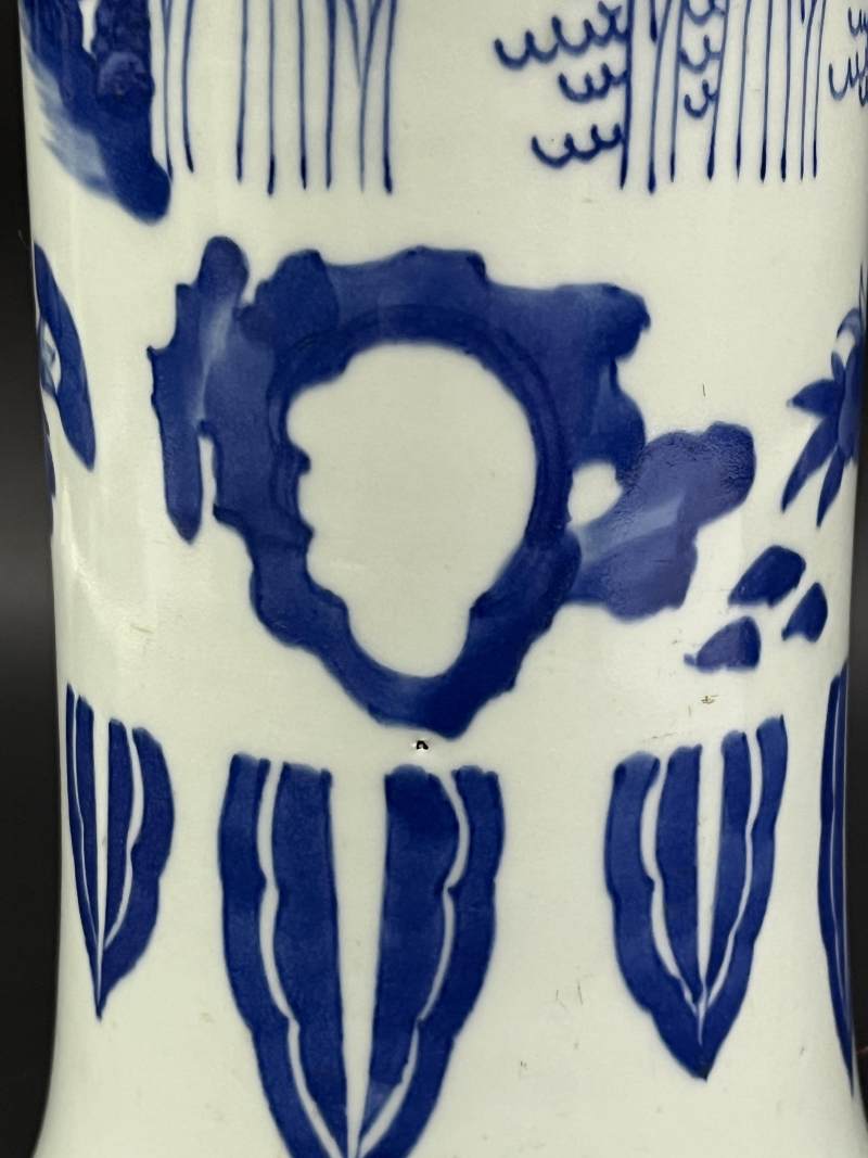 清顺治 青花麒麟芭蕉纹花觚 - 图11