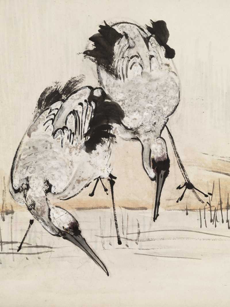 癸酉（1933年）作 程璋 仙鹤四屏 - 图3