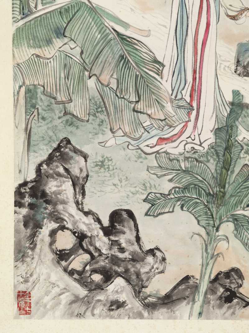庚申（1980年）作 朱梅邨 貂蝉拜月 - 图5