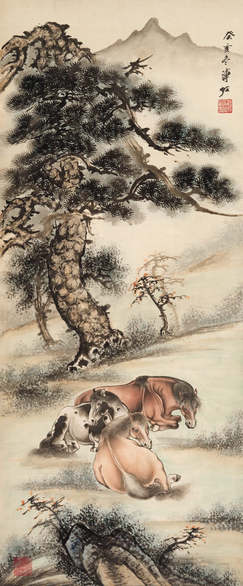 癸亥（1983年）作 溥佐 松荫三骏