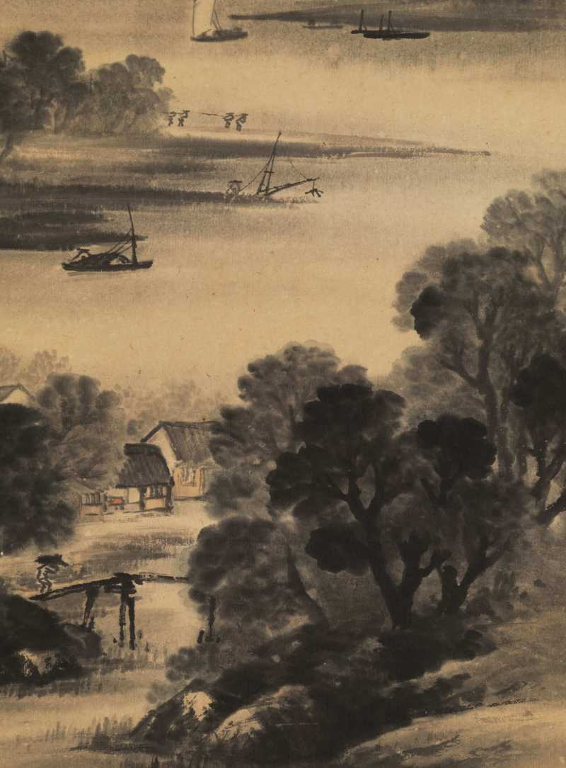 戊子（1888年）作 吴石仙 春江烟雨 - 图5