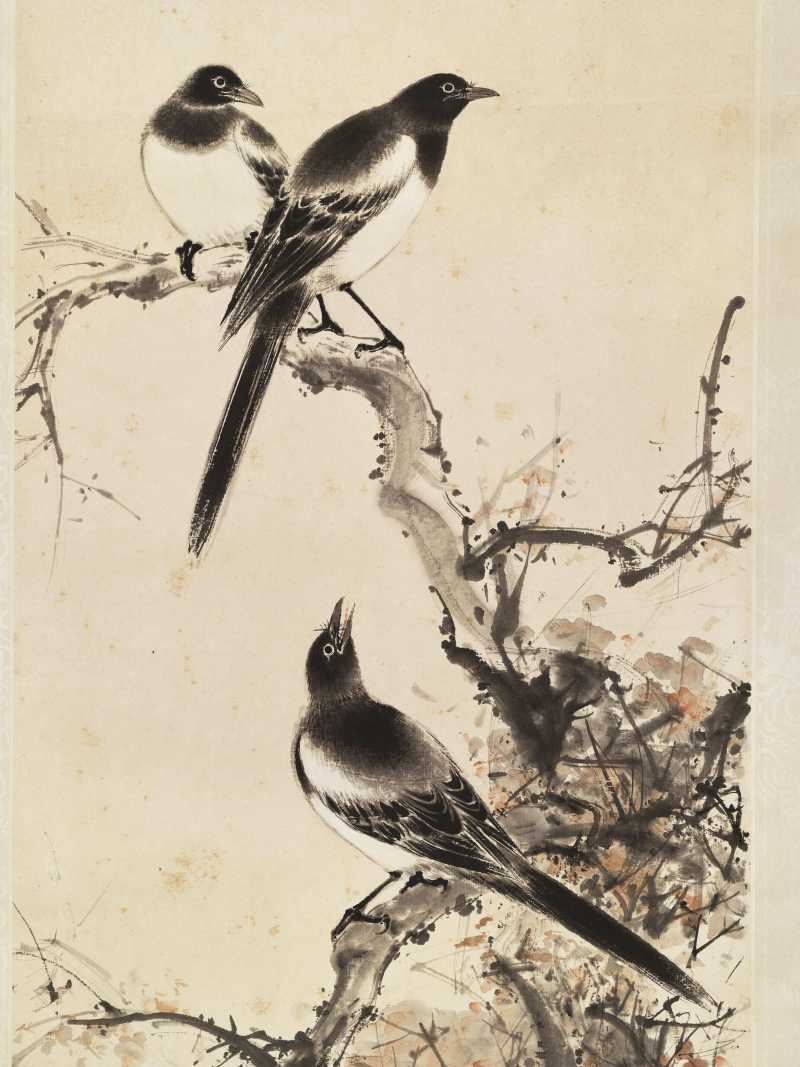 戊子（1948年）作 颜伯龙 喜鹊登枝 - 图3