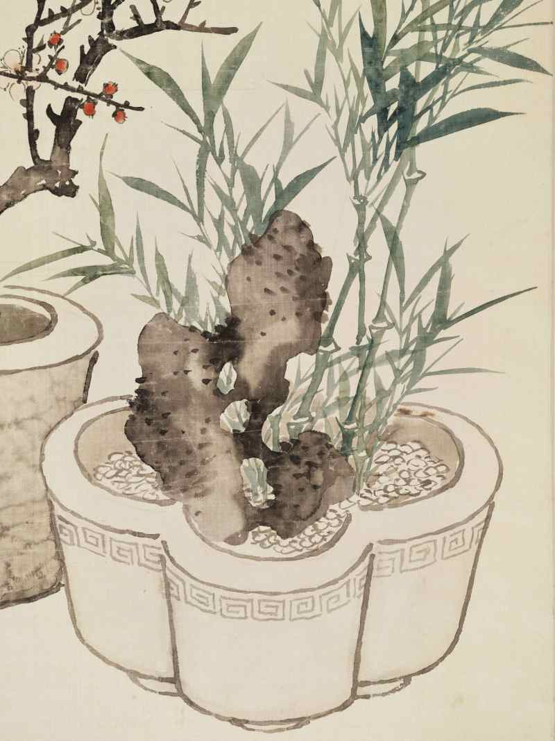 甲子（1924年）作 黄逸儒 博古花卉四屏 - 图4