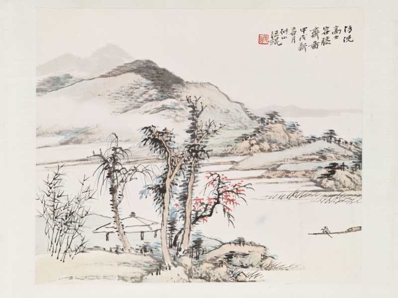 甲戌（1934年）、癸酉（1933年）、己巳（1929年）作 汪琨、杨了公 对题山水卷 - 图34