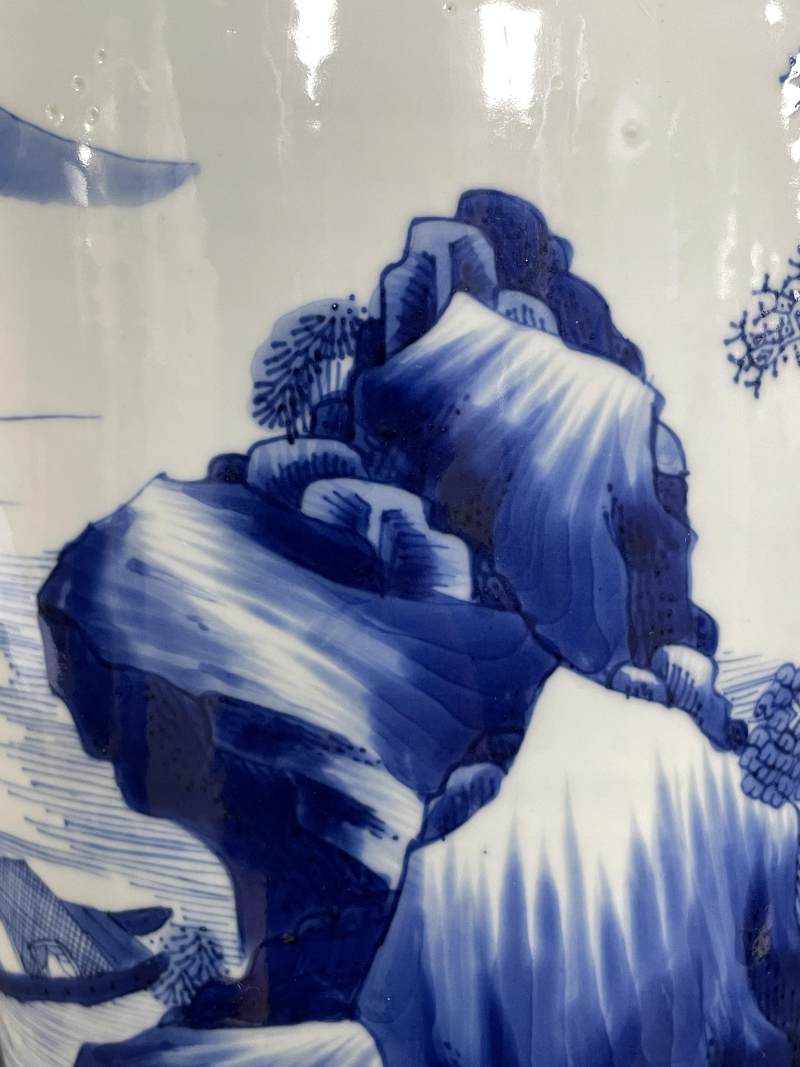 清康熙 青花山水人物纹棒槌瓶 - 图13