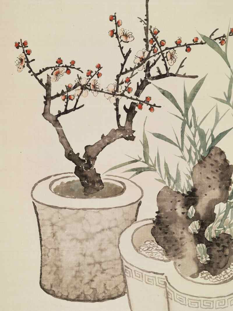甲子（1924年）作 黄逸儒 博古花卉四屏 - 图5
