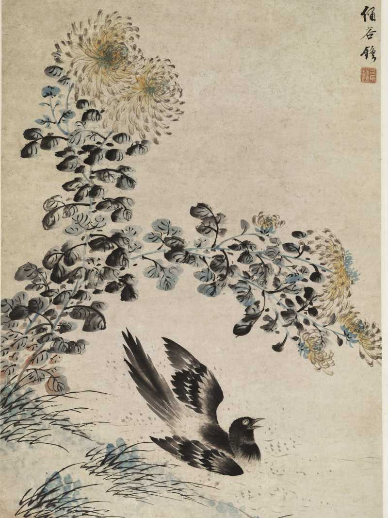 司马钟 菊花双雀 - 图3
