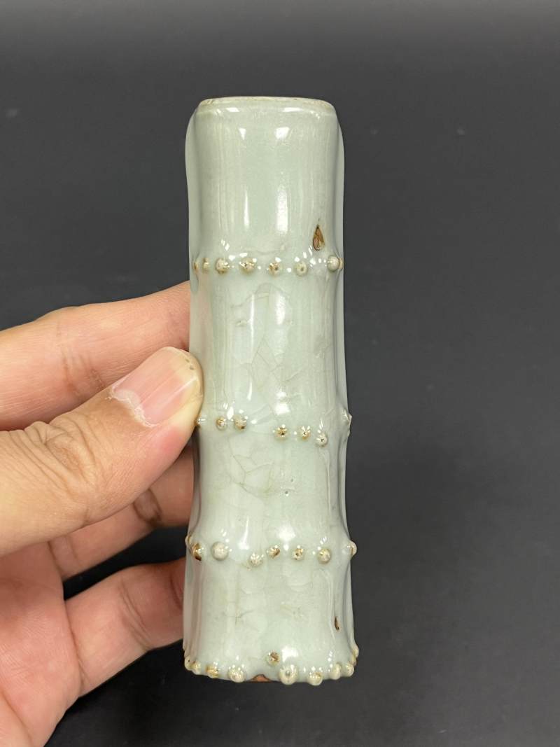 清雍正 仿官釉竹节笔架 - 图3