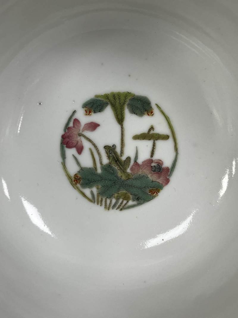 清咸丰 粉彩荷塘鸳鸯图大盖碗 - 图4