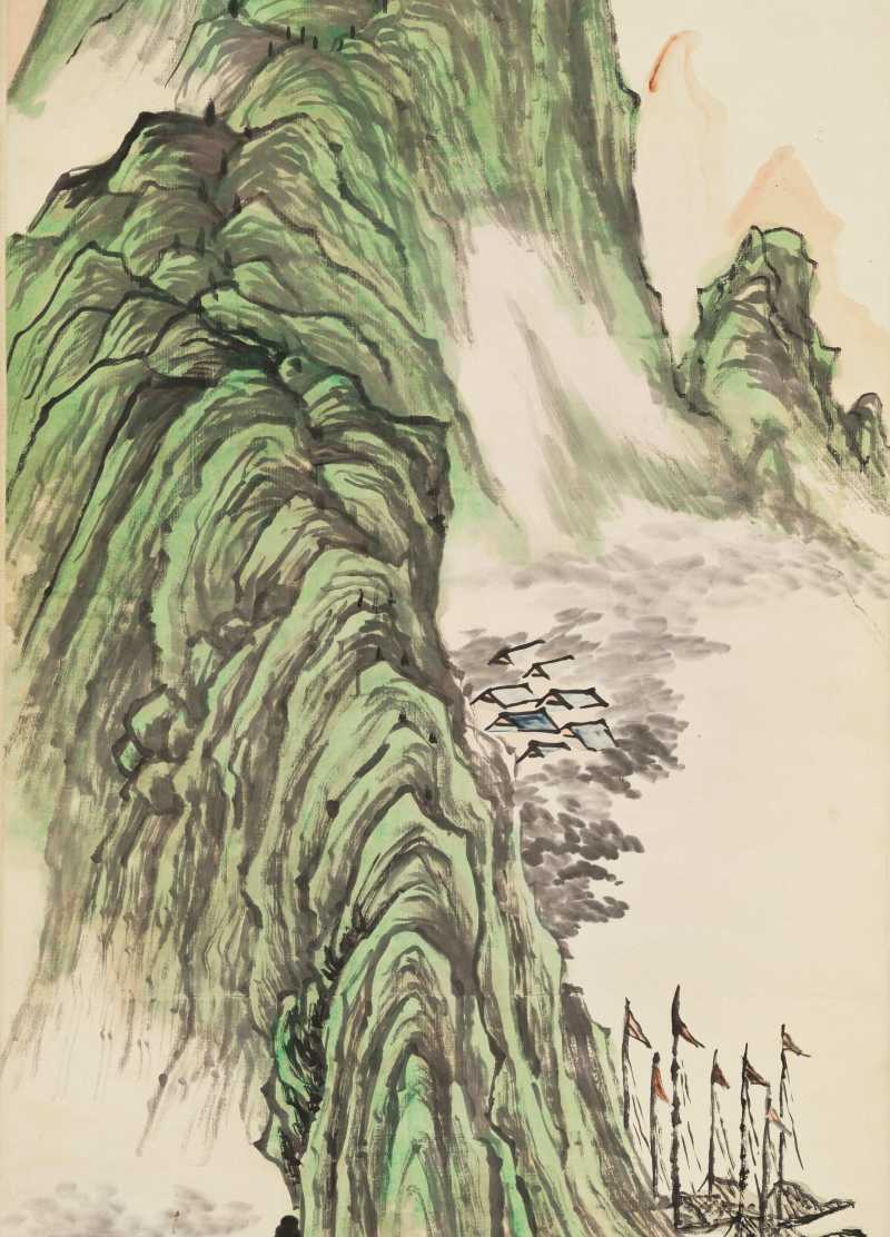 李云汉 青绿山水四屏 - 图14