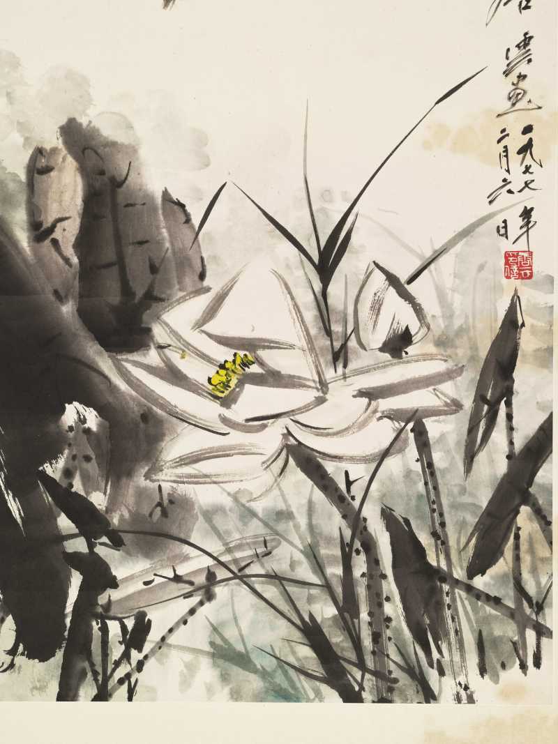 1977年作 唐云 荷花雀鸟 - 图5