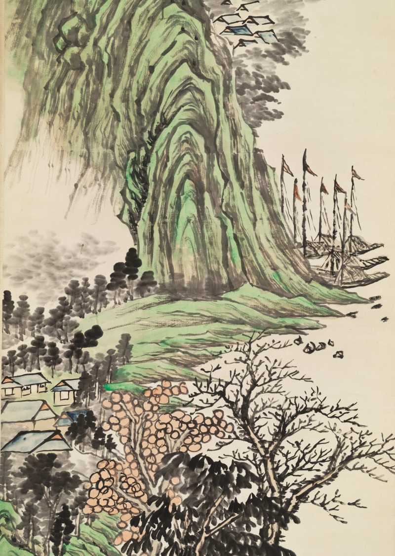 李云汉 青绿山水四屏 - 图15