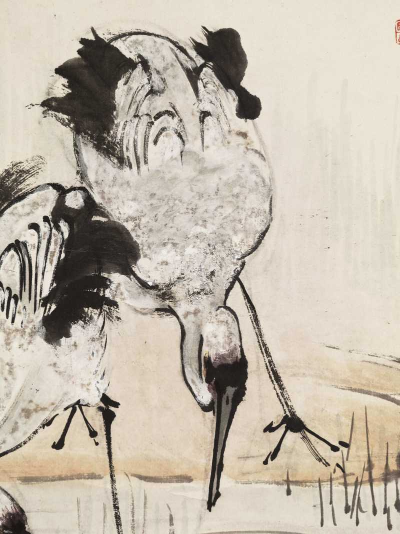 癸酉（1933年）作 程璋 仙鹤四屏 - 图4