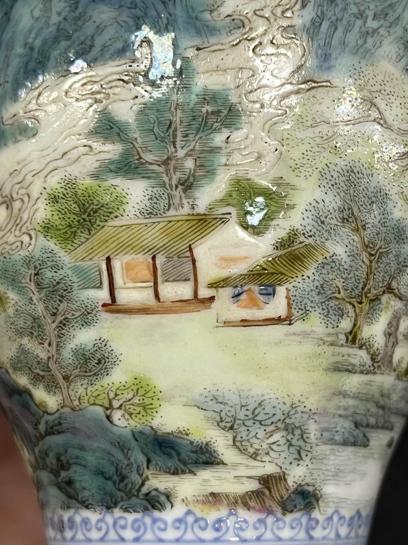民国 仿珐琅彩山水人物纹小罐 - 图10