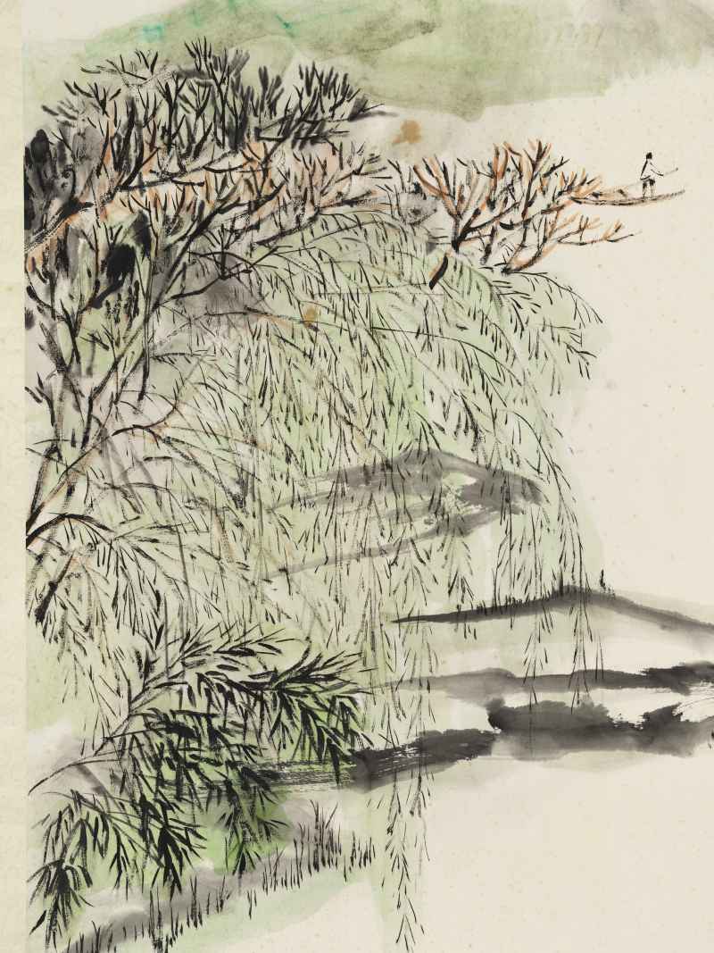 辛酉（1981年） 何海霞 柳荫游船 - 图4