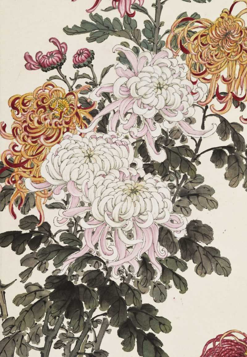 壬申（1932年）作 缪谷瑛 秋菊四屏 - 图7