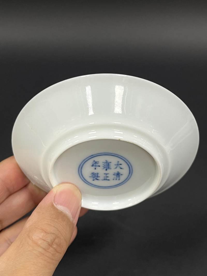 清雍正 粉彩花卉纹马蹄盘一对 - 图4