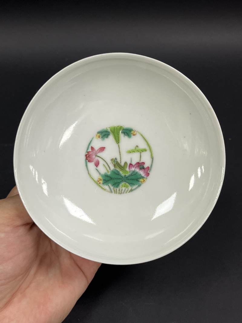 清咸丰 粉彩荷塘鸳鸯图大盖碗 - 图10