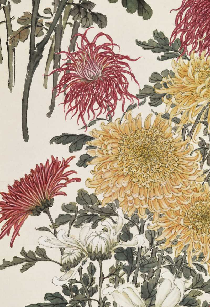 壬申（1932年）作 缪谷瑛 秋菊四屏 - 图9