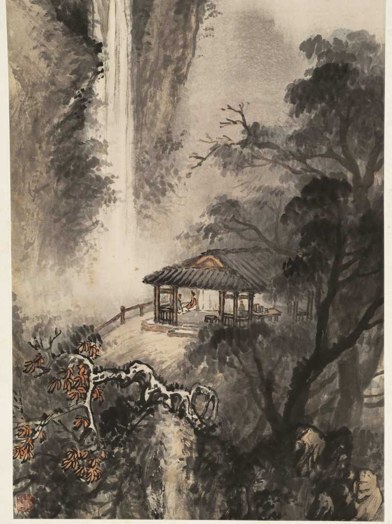 丁未（1907年）作 吴石仙 山居观瀑图 - 图4