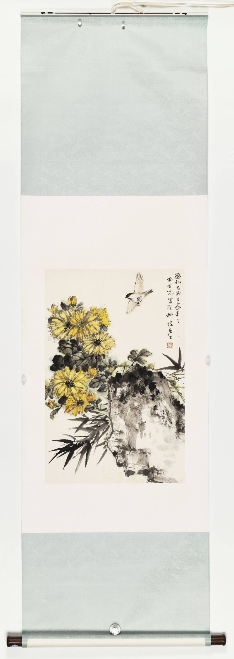 田世光 菊花飞鸟 - 图2