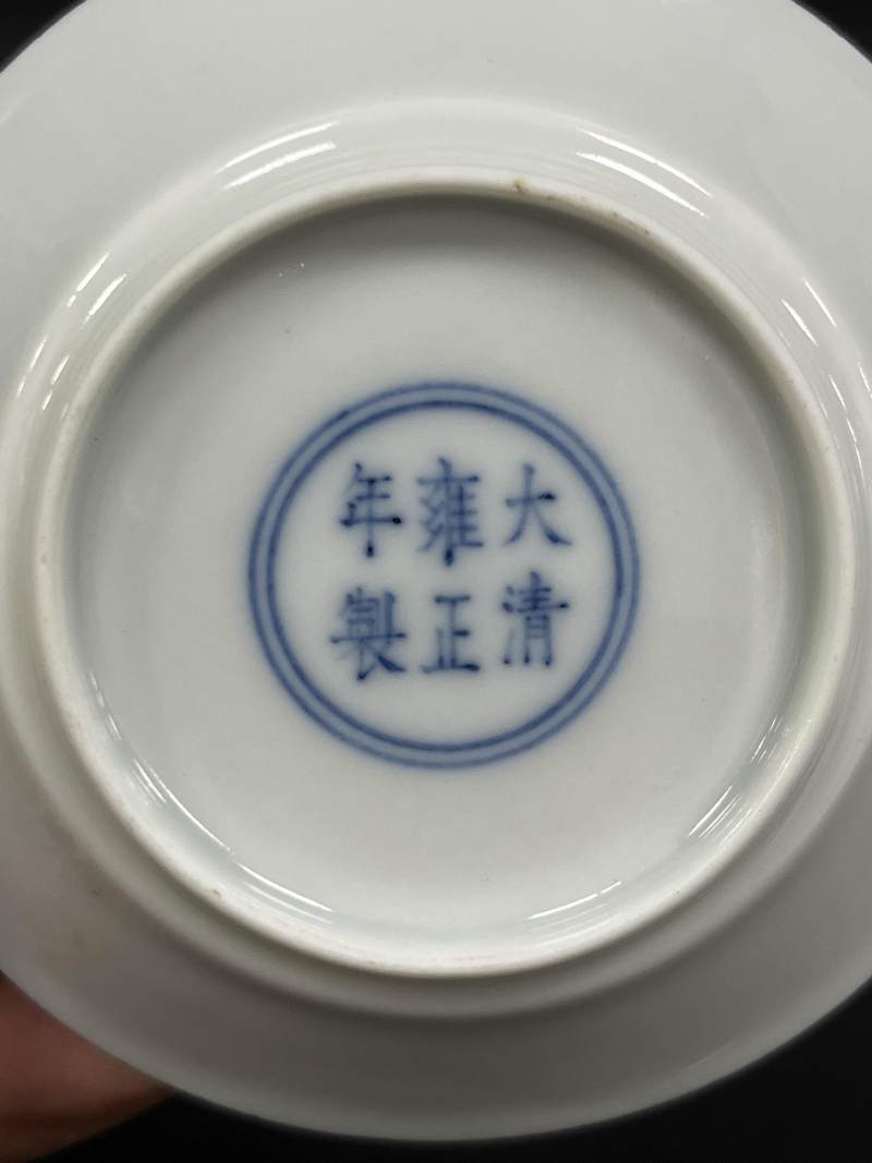 清雍正 粉彩花卉纹马蹄盘一对 - 图7