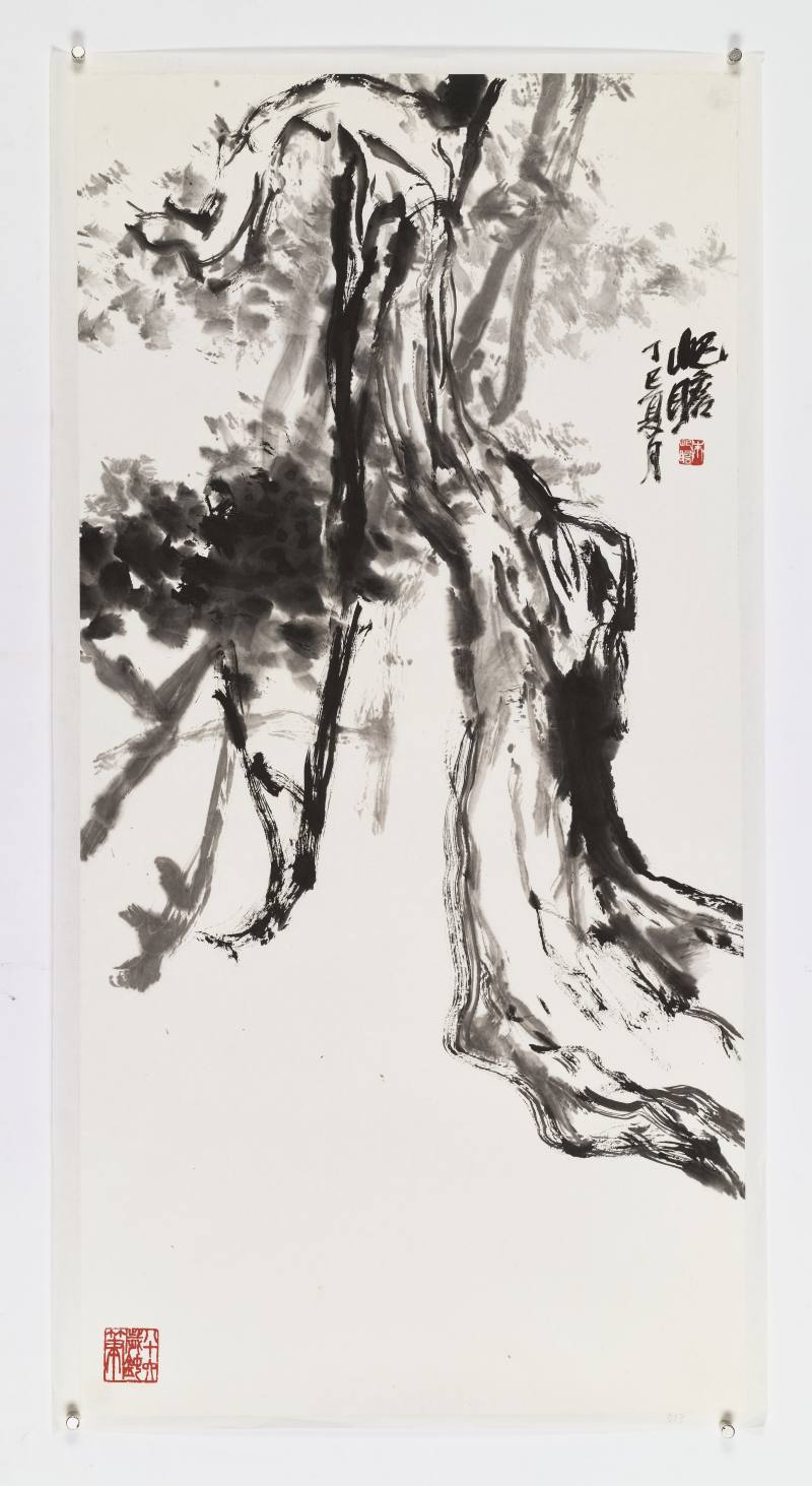 丁巳（1977年）作 朱屺瞻 老树 - 图2