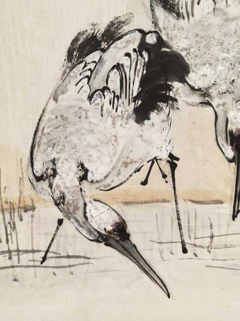 癸酉（1933年）作 程璋 仙鹤四屏 - 图5