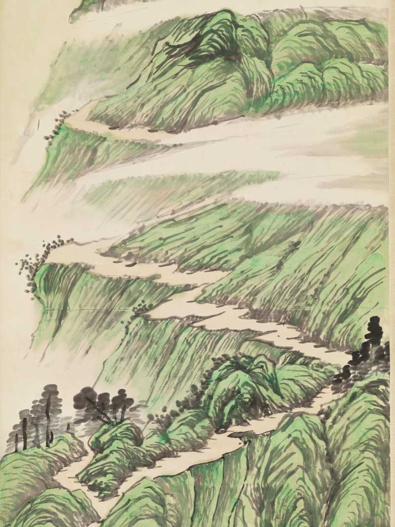李云汉 青绿山水四屏 - 图4