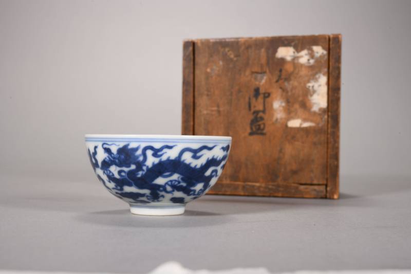 清 仿嘉靖青花云龙纹杯 - 图3