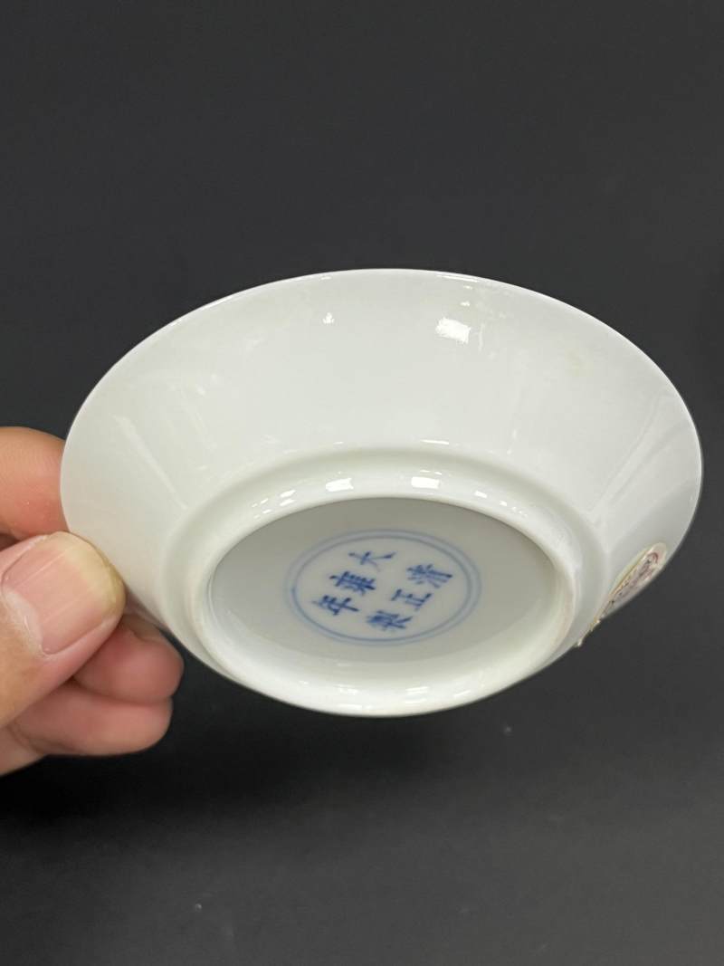 清雍正 粉彩花卉纹马蹄盘一对 - 图10