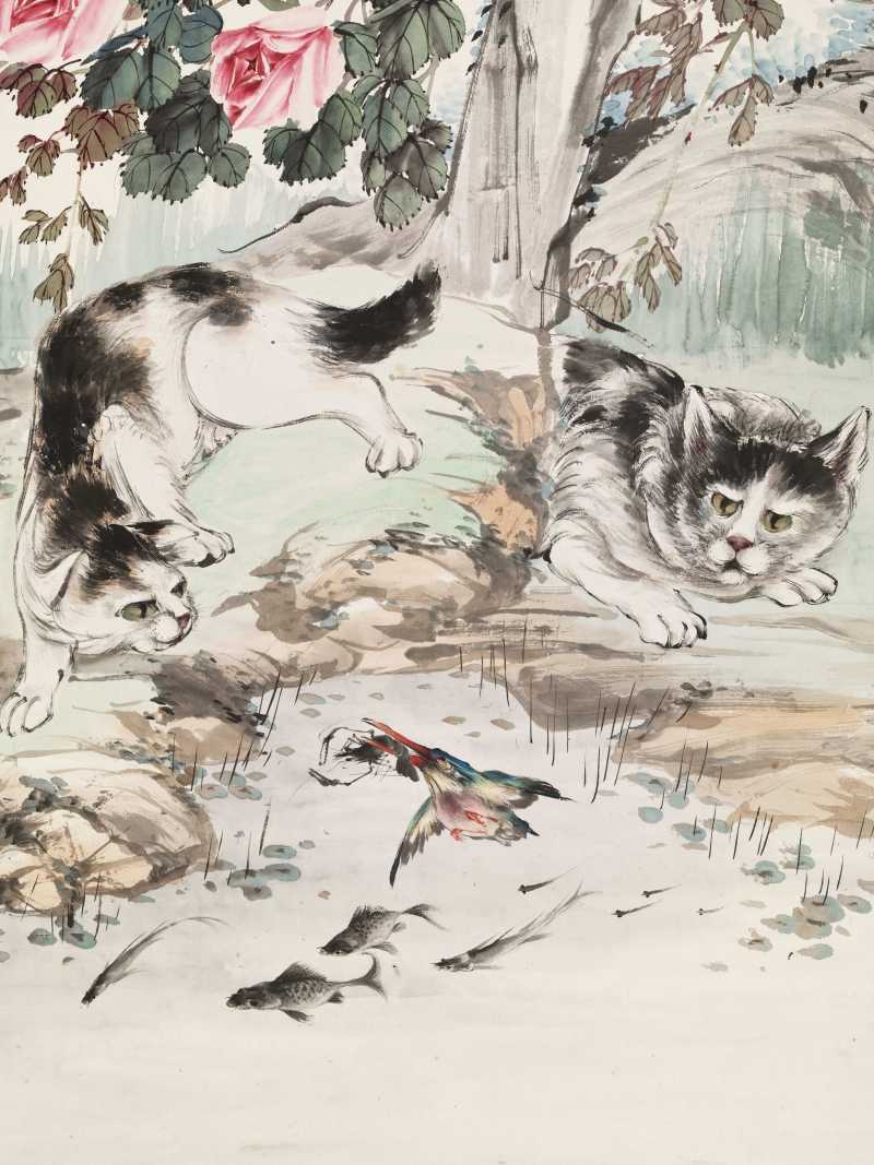 癸未（1943年）作 张生镛 游园猫戏 - 图4
