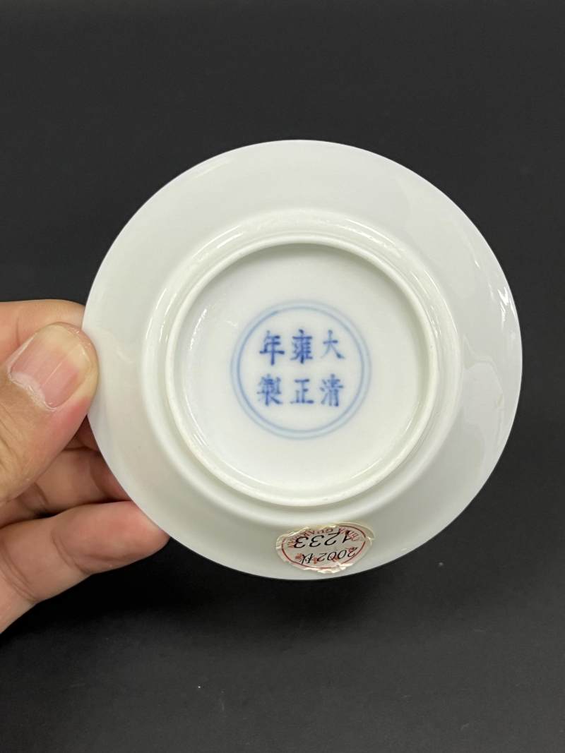清雍正 粉彩花卉纹马蹄盘一对 - 图11