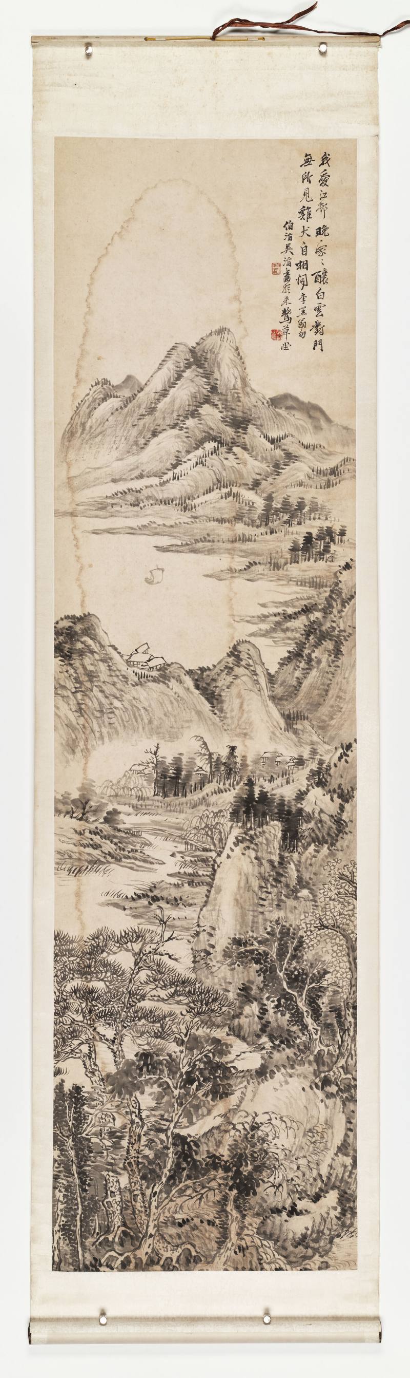 癸未（1883年）作 吴滔 山水四屏 - 图2