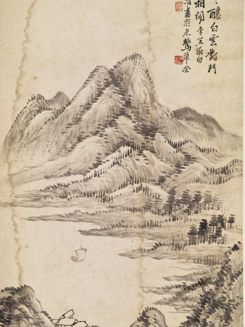 癸未（1883年）作 吴滔 山水四屏 - 图3