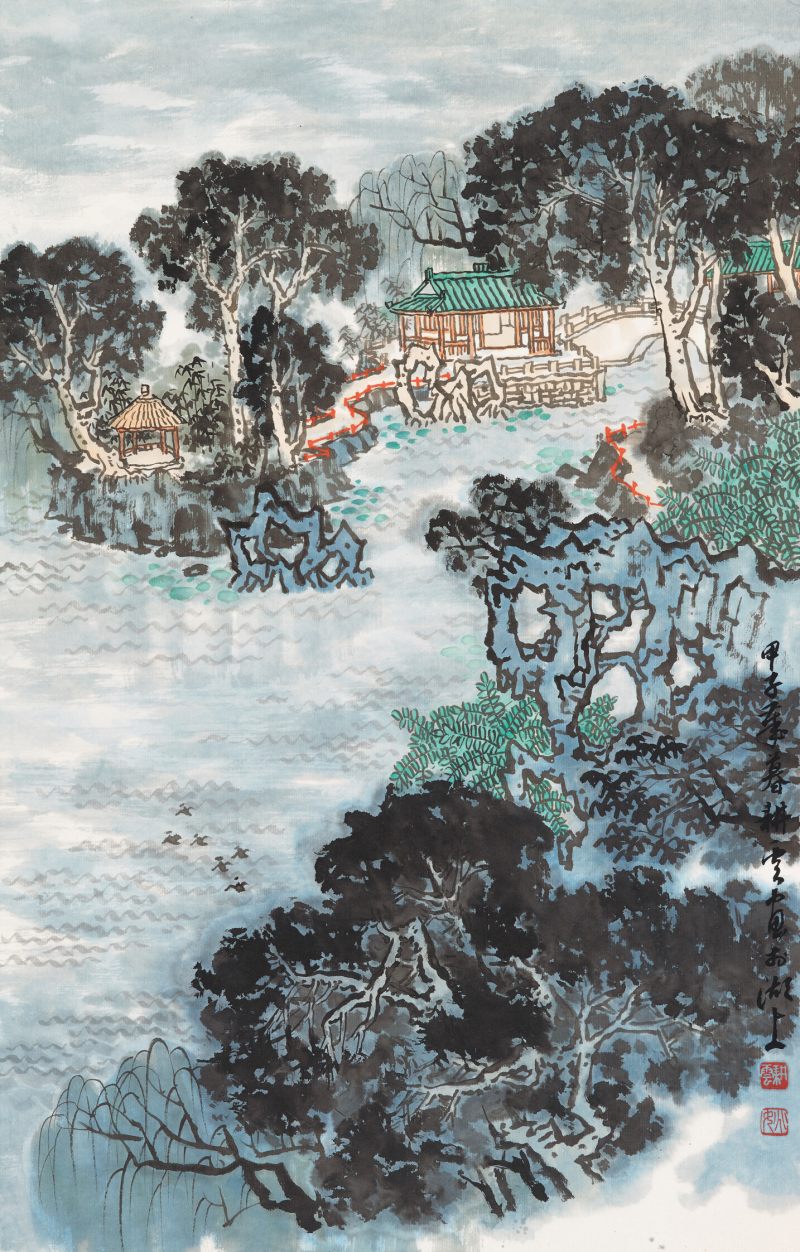 甲子（1984年）作 糜耕云 园林春色 - 图1