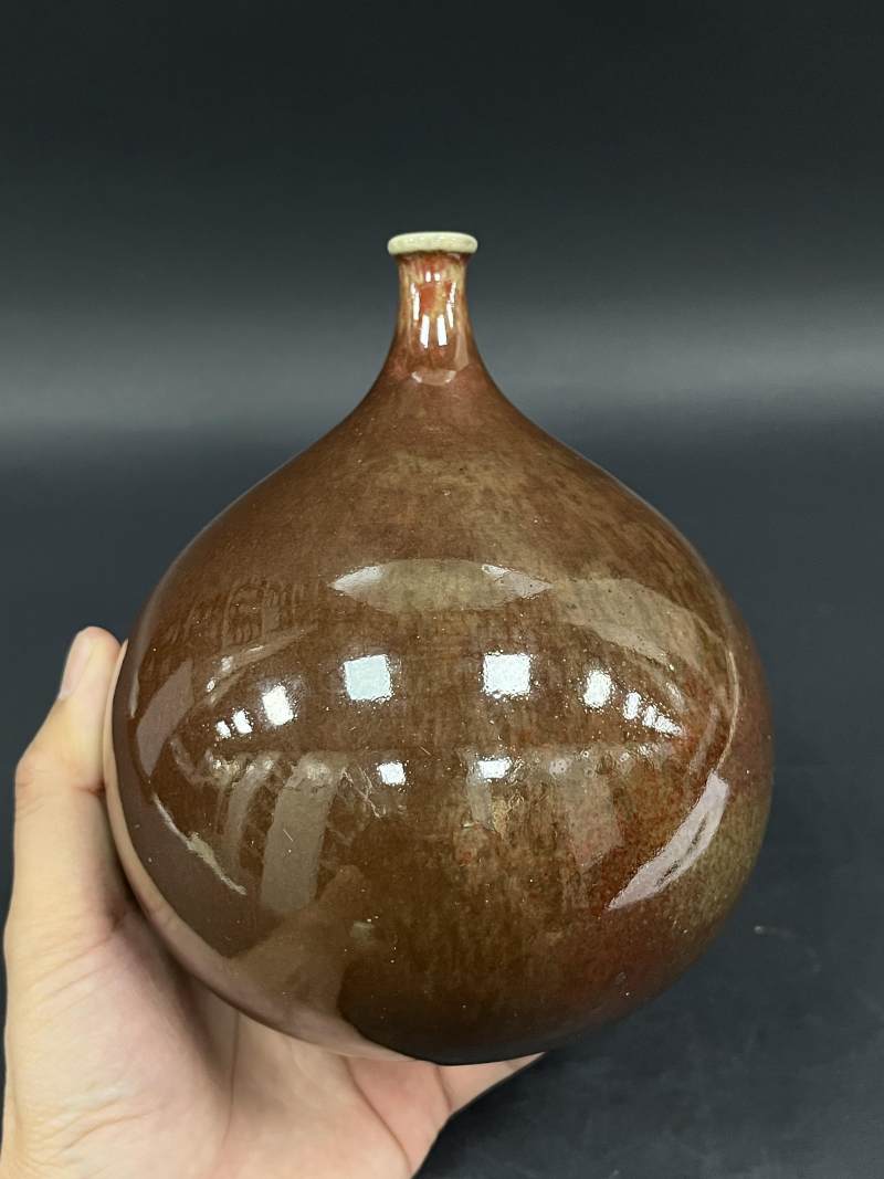 清乾隆 豇豆红釉仿玻璃器小口尊 - 图3