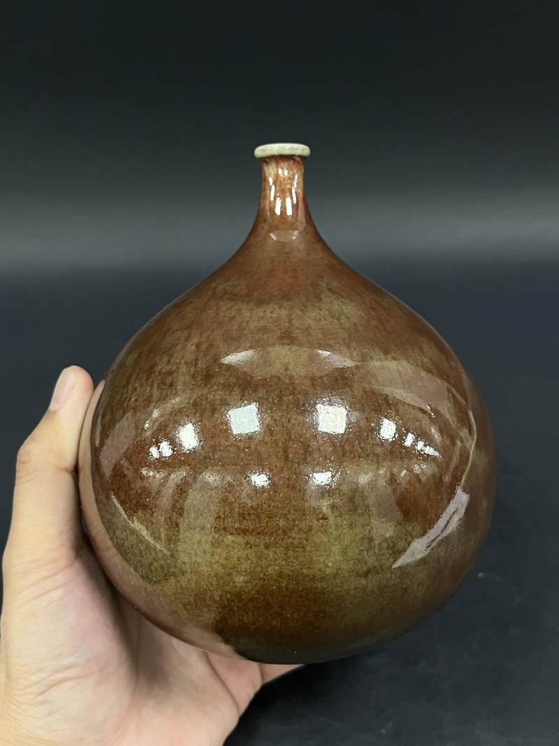 清乾隆 豇豆红釉仿玻璃器小口尊 - 图4