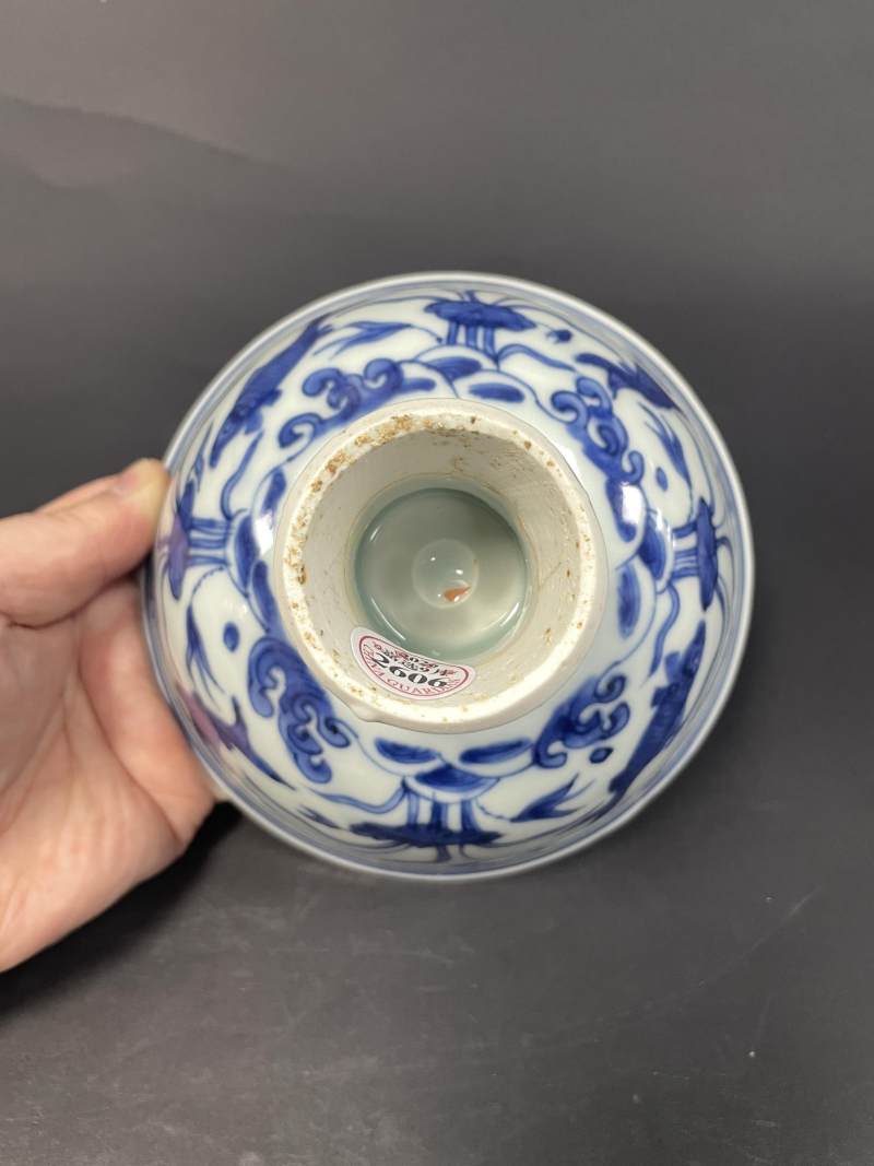 明晚期 青花鱼藻纹高足碗 - 图10